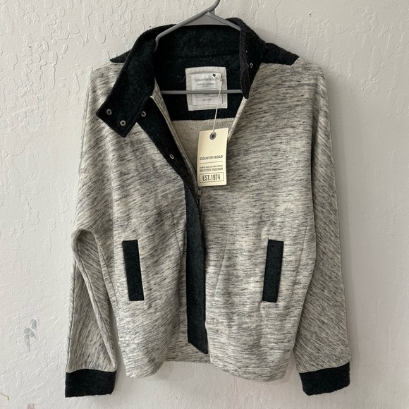 Country Road Jackets & Blazers - Country Road Australia Gray Zip Up Biker Moto Cotton Jacket Size XS